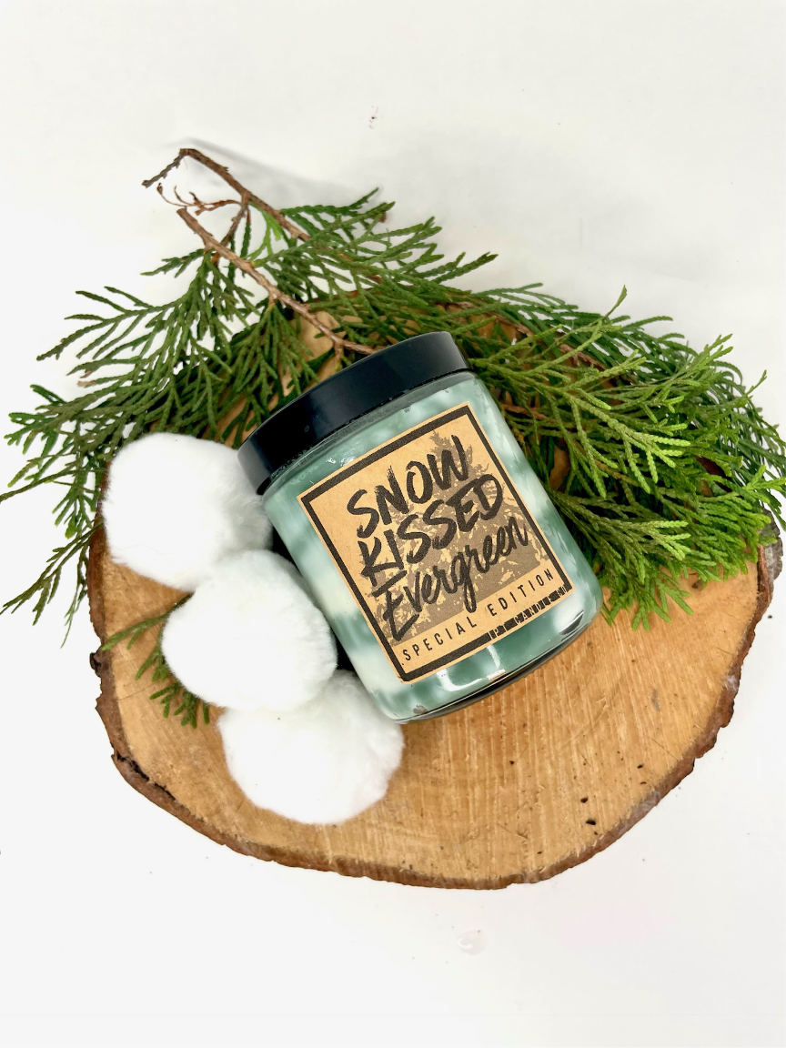 Snow Kissed Evergreen - Handmade Natural Soy Wax Candle